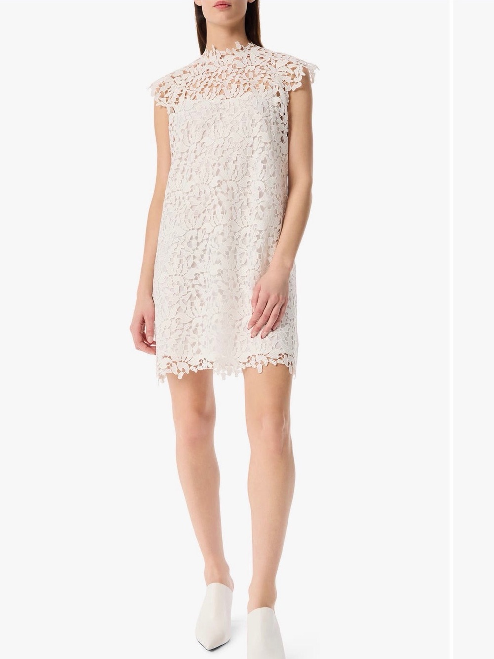 Robert Rodriguez White Lace, Cap-Sleeve Shift Dress SIZE L